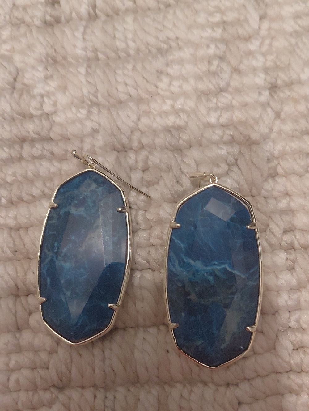 Kendra Scott Navy Blue Faceted Stone Drop Earrings - Silver